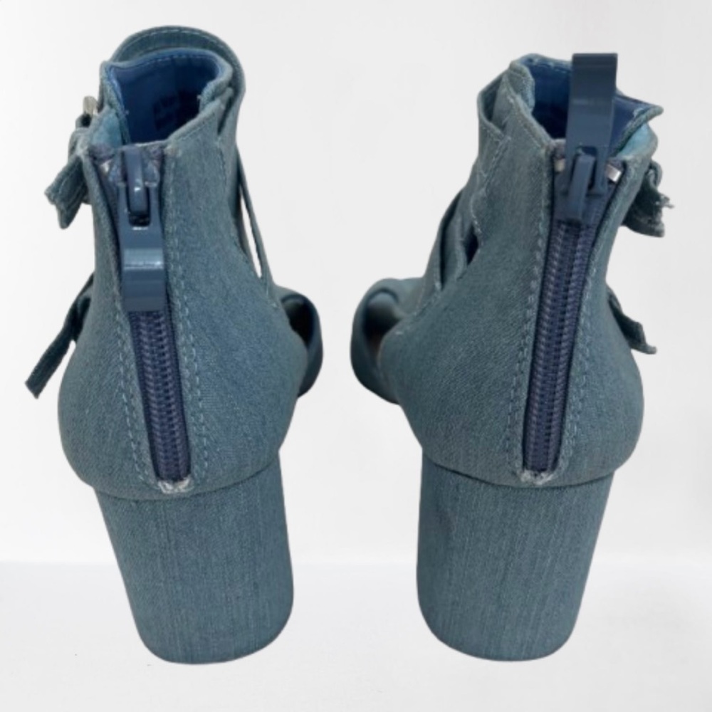 Ashro Blue Heels with Modern Buckle Design - Picture 5 of 7